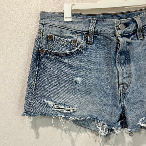 Levi's Premium 501 Cut Off Denim Shorts Size 28 - Picture 4 of 12